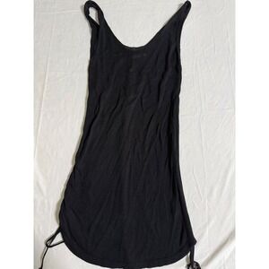 AIMAGE Black Knit Beach Cover Up Mini Dress Ruched Side Drawstring Small NEW